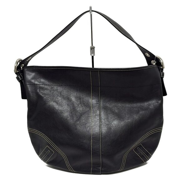Auth COACH Soho Leather Large Hobo 8A03 Black Leather - Shoulder Bag - Picture 1 of 8